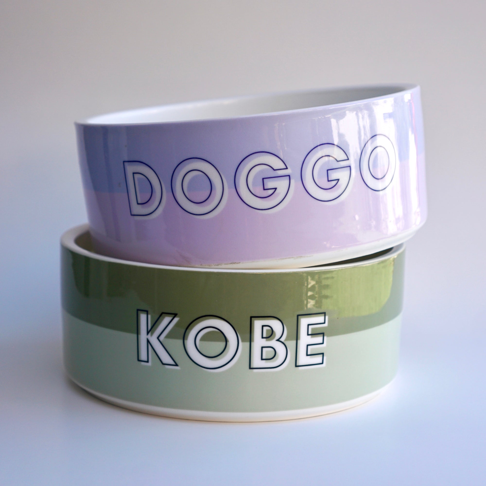 Custom Color Duo Dog Bowl (Sage / Artichoke)